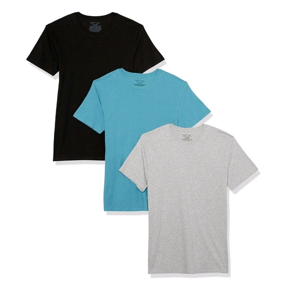 Hanes Stretch 3-Pack Mens Crew T-shirts Short Sleeve Multi-Color Size SMALL
